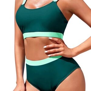 Women's Green and Mint Swim Set Small